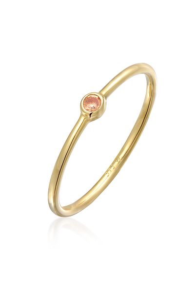 ELLI Ring Damen Solitär schlicht mit Zirkonia in 375 Gelbgold