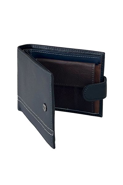REDz Accessories Men's Wallet, Genuine Leather, Simple, Snap Closure, Black