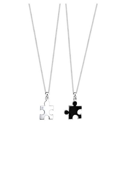 ELLI Necklace Partnerketten Puzzle Zirkonia 925 Sterling Silber