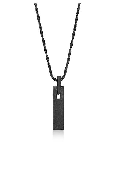 KUZZOI Halskette Herren Stabanhänger Rechteck aus 925 Sterling Silber oxidiert