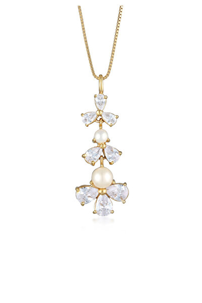 ELLI Halskette Damen Anhänger Blume mit Zirkonia in 925 Sterling Silber vergo...