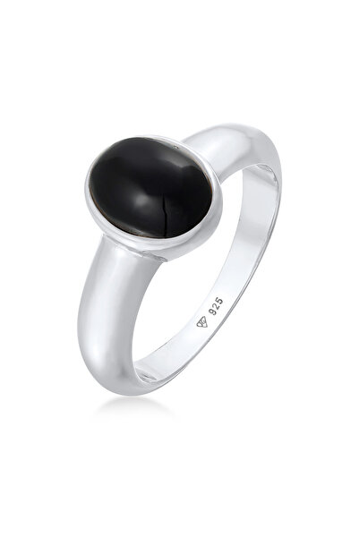 KUZZOI Ring Herren Oval Basic mit Onyx in 925 Sterling Silber