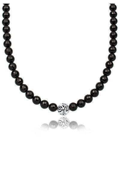 ELLI Halskette Kugel Ornamente Onyx 925 Sterling Silber