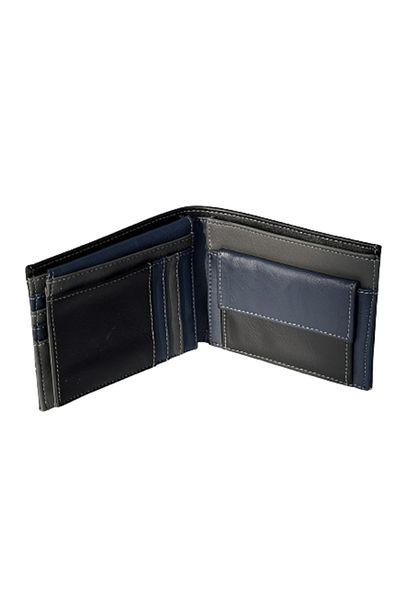 REDz Accessories Men's Wallet, Leather Look, Minimalist Design, Bi-color, Black/Navy Blue