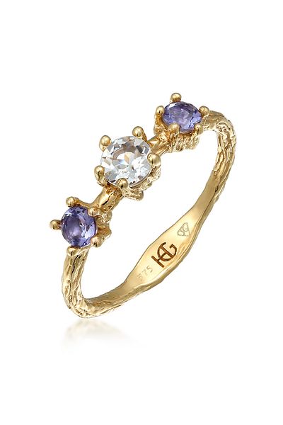 HAZE & GLORY Ring Topas Lolite Edelstein Klassik 375 Gelbgold