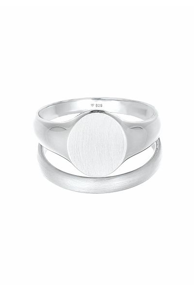KUZZOI Ring Herren Siegelring Band Set Basic Minimal Trend In 925 Sterling Silber