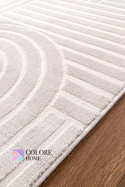 Colore Home Akrilik Krem İskandinav Desen Dokuma Halı Bohem Krem Yolluk Akrilik Halı