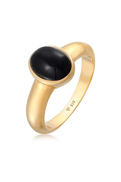 KUZZOI Ring Herren Oval Basic mit Onyx aus 925 Sterling Silber