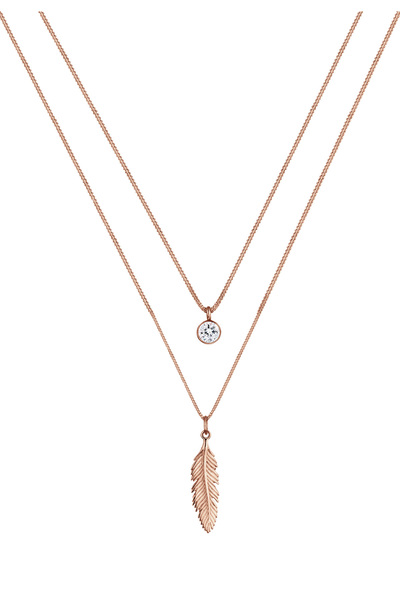 ELLI Halskette Damen Feder Boho mit Kristall in 925 Sterling Silber
