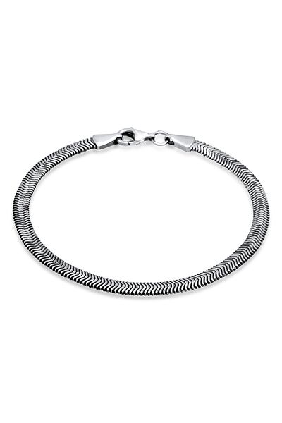 KUZZOI Armband Damen flach elegant Schlangenkette Fischgrät Trend aus 925 Sterling Silber