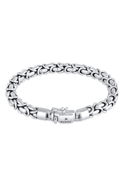 KUZZOI Armband rund Bali byzantinische kubanische Kette geflochten 925 Sterli...