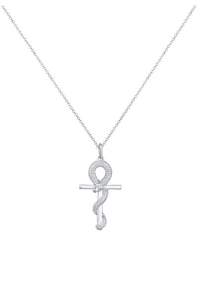 KUZZOI Halskette Herren Kreuz Anhänger Schlangensymbol in 925 Sterling Silber
