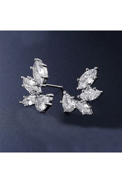 REDz Accessories Raindrops Earrings, Zirconia Crystals, Elegant, Women, Silver