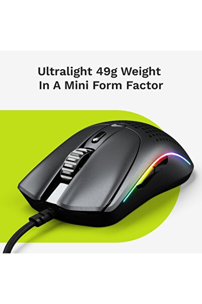 Glorious O2 Mini Wired Gaming Mouse — Superlight 49g, 26K Optical Sensor, 6 Programmable Buttons (