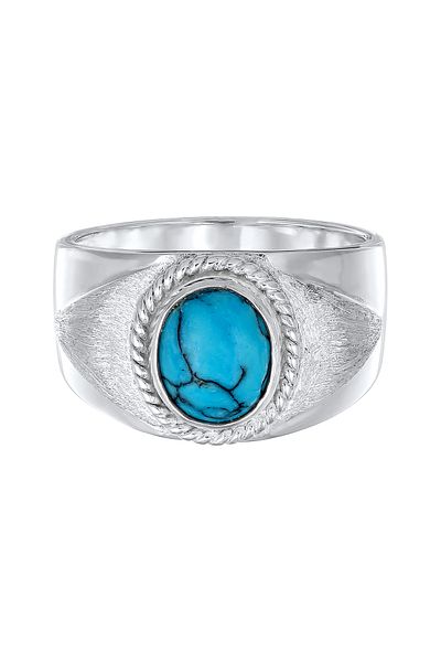 KUZZOI Ring Herren Siegelring Oval mit Howlith Edelstein in 925 Sterling Silber