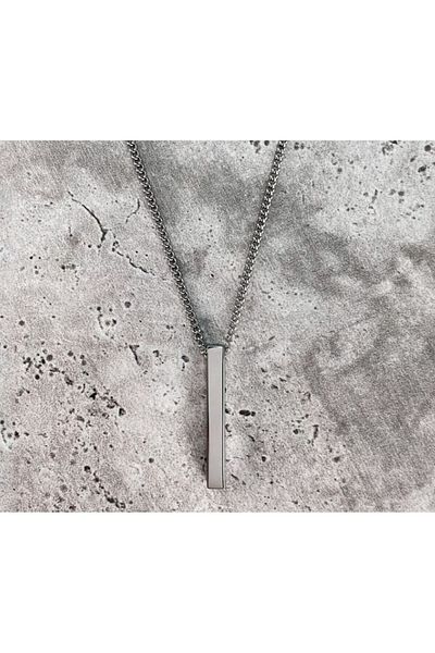 REDz Accessories Men's Chain, Rectangular Pendant, Silver
