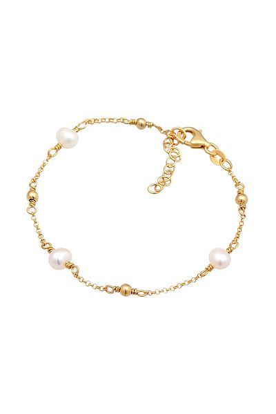 ELLI Klassisches Ballarmband für Damen aus 925er-Sterlingsilber mit Süßwasser-Zuchtperlen