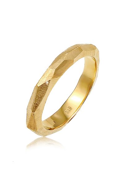 ELLI Ring Hochzeit Matt Organisch Vergoldet 925 Sterling Silber