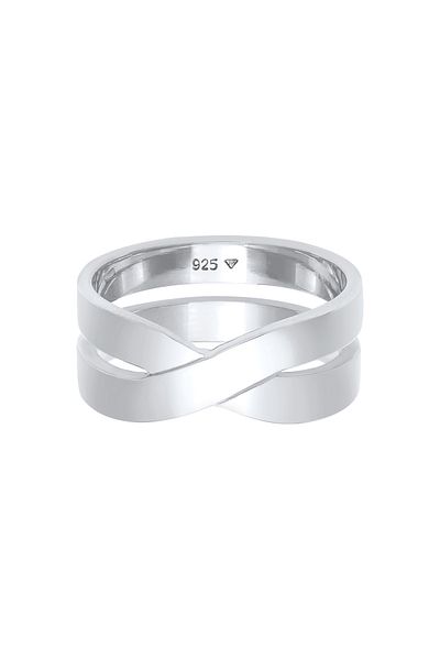 KUZZOI Ring Herren Bandring Gekreuzt Robust Massiv Aus 925 Sterling Silber