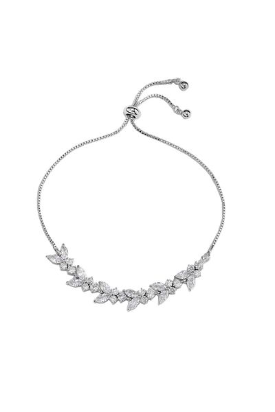 REDz Accessories Brățară cu fluture de cristal, cristale de zirconiu, femei, oțel inoxidabil, argint