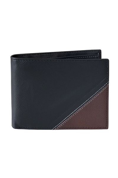 REDz Accessories Men's Wallet, Genuine Leather, Bi-color, Black/Brown