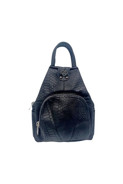 EVoStyle Rucsac Dama Piele Naturala EVoStyle Eveline R91-N4, 32 x 27 x 12cm, Negru - Piele Întoarsă