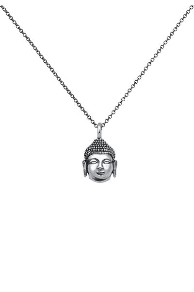 KUZZOI Necklace Herren Erbskette Buddha Kopf Oxidiert 925 Silber