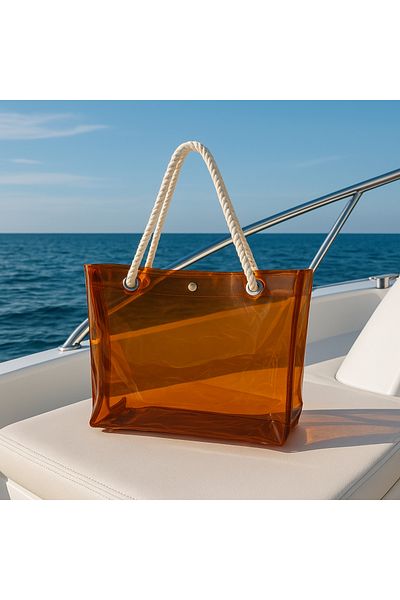 LAGRANZE Neon Transparent Beach Bag with Rope Strap Summer Waterproof Women's Bag