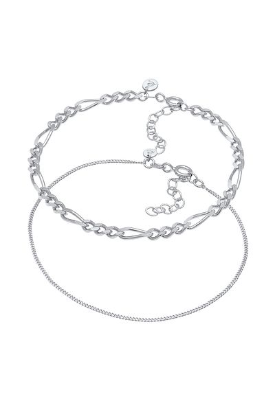 ELLI Armband Damen Panzerkette Figaro Collier Set Basic Minimal Elegant in 925 Sterling Silber