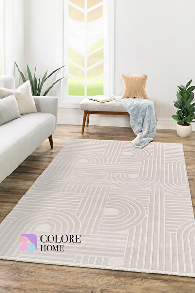 Colore Home Akrilik Krem İskandinav Desen Dokuma Halı Bohem Krem Yolluk Akrilik Halı