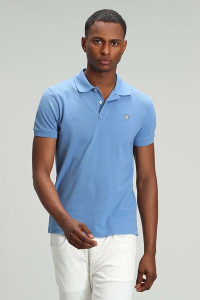 Lufian Ανδρικό μπλουζάκι Laon Smart Polo Neck Ανδρικό γαλάζιο μπλουζάκι