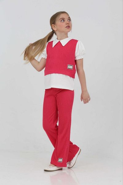 junior baby kids Girl Child Baby Collar Shirred Sleeve Pants Suit