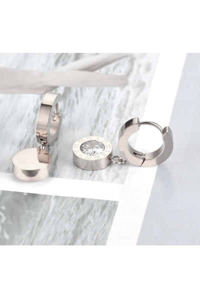 REDz Accessories Σκουλαρίκια με λατινικούς αριθμούς, πέτρα ζιργκόν, ασήμι