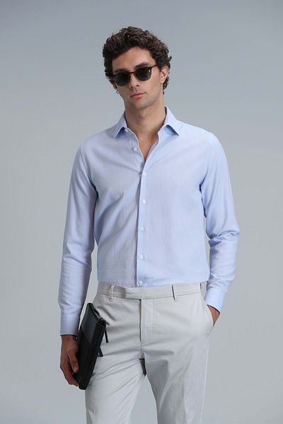 Lufian Cămașă de bază pentru bărbați Madrid - Comfort Fit Blue
