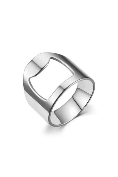REDz Accessories Inel deschizător de sticle, bărbați, design modern, argintiu - mărimea 9 (64,6 mm)