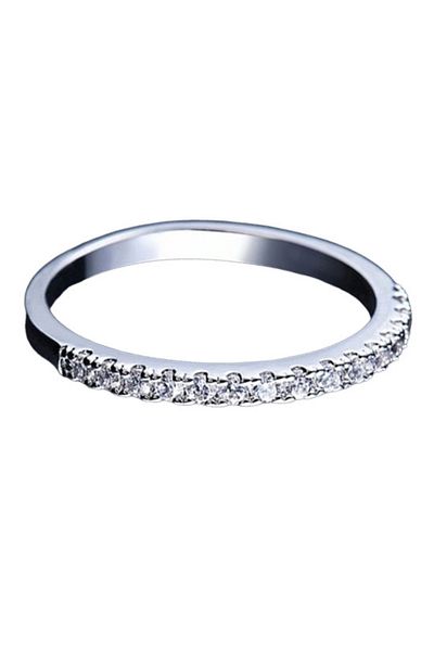 REDz Accessories Inel fermecat, cristale de zirconiu, femei, oțel inoxidabil, argint - mărimea 6 (57 mm)