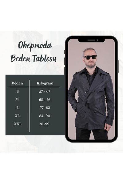 OHEPMODA Slim Fit Men's Trench Coat with Belt
