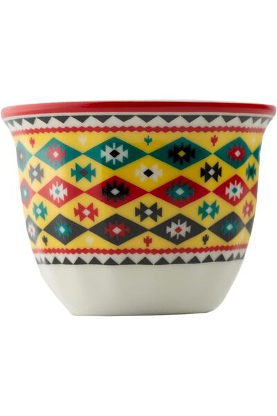 ALSAIF Set Of 12 Coffee Cups Design 3 By , 70 ml Porcelain, Multicolored