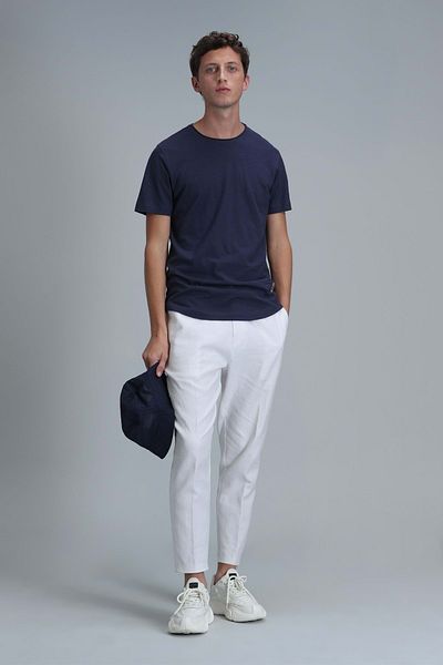 Lufian 111020203 Junya Men's Basic T-Shirt Men's T-Shirt Dark Blue