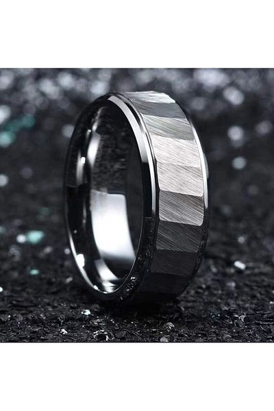 REDz Accessories Inel texturat mat, pentru bărbați, design vestimentar, argintiu - mărimea 8 (62 mm)