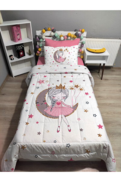 yok yok evim eve dair her şey Kapitone Beyaz Ay Ve Kız 4parça(%100PAMUK 100X200 LASTİKLİ ÇARŞAFLI)tek Kişilik Yatak Örtüsü Takımı