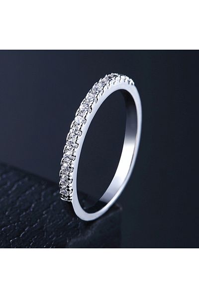 REDz Accessories Inel fermecat, cristale de zirconiu, femei, oțel inoxidabil, argint - mărimea 6 (57 mm)