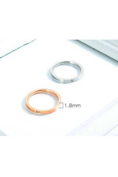 REDz Accessories Simple Ring, Zirconia Stone, Rose-Gold - Size 9 (64.6mm)