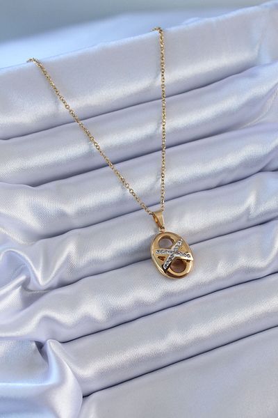 Skygo 316L Steel Gold Color Zircon Stone Women's Necklace - TJ-BKO7635