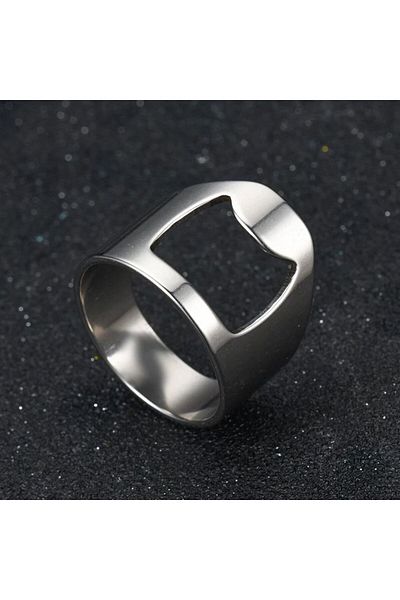 REDz Accessories Inel deschizător de sticle, bărbați, design modern, argintiu - mărimea 9 (64,6 mm)