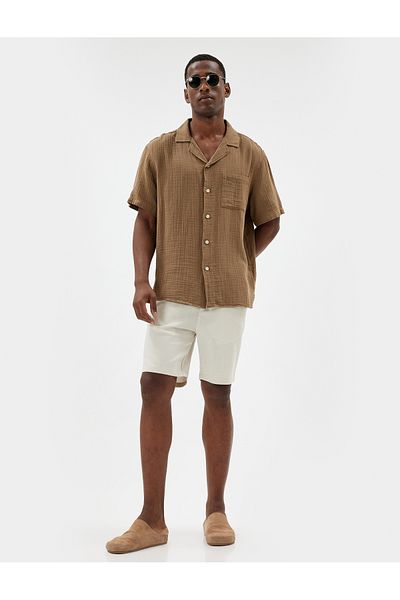 Koton New Season Linen Blended Shorts Short Chino with Pocket Detail