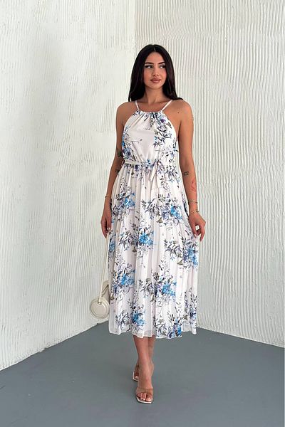 Neşeli Butik Women Floral Print Strap Summer Chiffon Dress Nbk4209