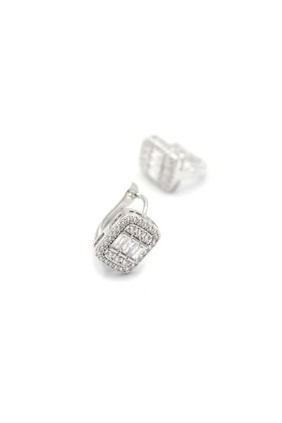 MR RZN STORE Baguette Jewelled Earrings - Silver