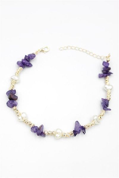 MR RZN STORE Dorika stone anklet - purple