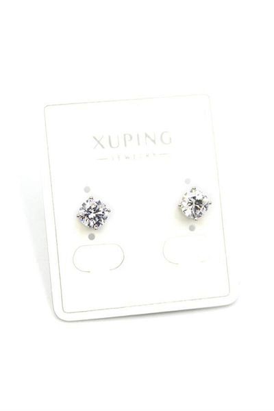 Royaleks Large Size Single Stone Earrings - Silver